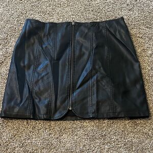 Free People Black Faux Leather Mini Skirt
